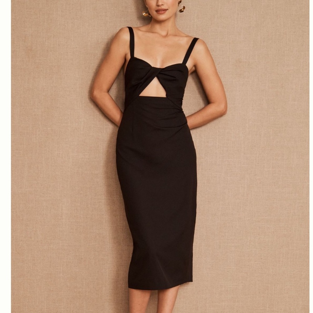 NWT BHLDN ANTHROPOLOGIE Evonna Navy Column Crepe Midi Dress